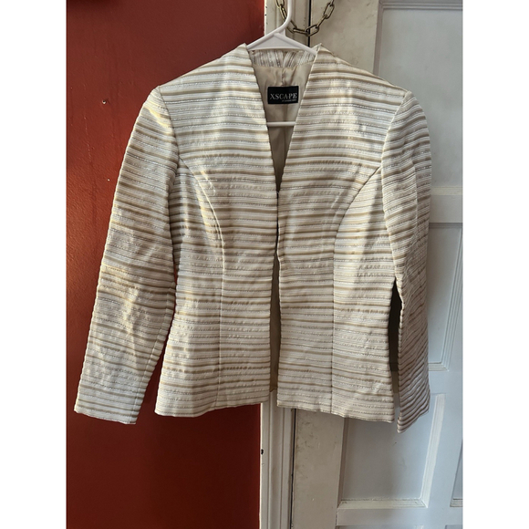 XSCAPE by Lawrence Kurtz Gold Silver Metallic Blazer Jacket Women’s Size 4 - Picture 5 of 8